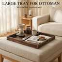 20 Inch Wooden Ottoman Tray with Handles Rustic Farmhouse