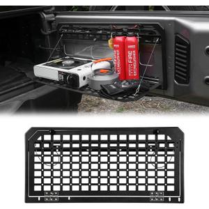 Tailgate Table Rear Foldable Storage Cargo Rack, Storage Shelf Molle Panel for 2007-2024 Jeep Wrangler JKU &JL JLU 4 Door(Not fit with Low Speaker JK Models), without bag