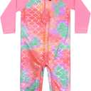 weVSwe Baby Girl Toddler Rash Guard Swimsuit Sun Protection Beachwear Zipper Bathing Suit 0-3 Years (18-24 Months, Green Fish Scales)