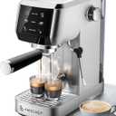 AMZCHEF Espresso Machine 20 Bar  Professional Coffee Maker with Milk Frother, Adjustable Temperature & Pressure, Compact Stainless Steel Espresso Maker for Cappuccino, Latte, Mocha, 44oz Water Tank (Silver Gray)