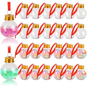 FOIMAS 24pcs Christmas Booze Balls,Christmas Fillable Booze Ball Tree Hanging Ornaments Clear Plastic Booze Pendant Ball for Chrismas Party Home Decoration