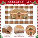 Dunzy 2 Pcs Christmas Gingerbread House Door Mat Combo Set 16.9 x 29.5 Coir Welcome Door Mat and 27.5 x 43.3 Brown and White Plaid Rug for Christmas Porch Decor Outdoor Farmhouse Entryway Foyer