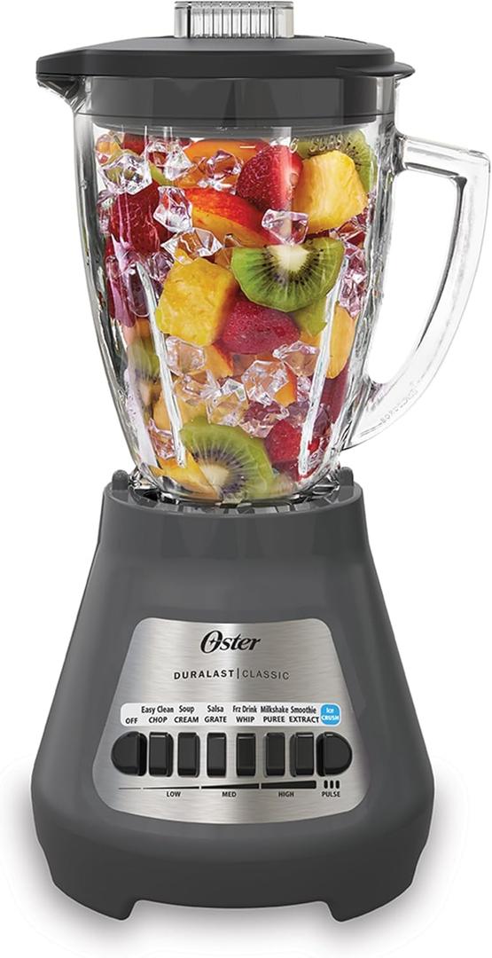 Oster Classic Series 8-Speed Blender with 6-Cup Glass Jar, Gray