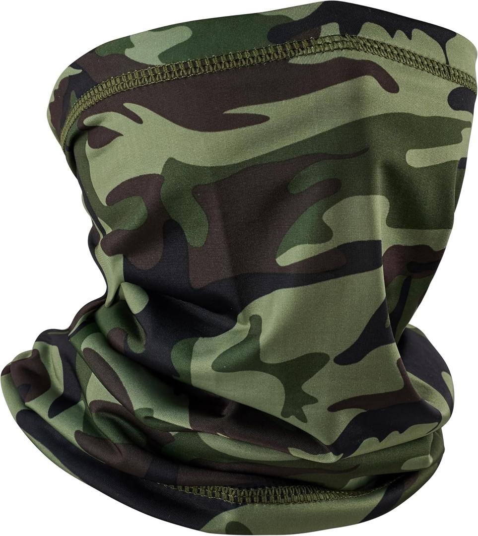 Neck Gaiter for Men, Women, Cooling Mask, Face & Neck Cover Scarf, for Sun Protection, Hiking, Fishing, Hunting (Woodland Camo)