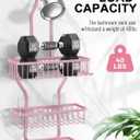 Pink Shower Caddy for Bathroom - Never Rust Hanging Shower Organizer with Soap Basket and Hooks - Large Capacity 3 Tier Aluminum Over The Showerhead Caddy