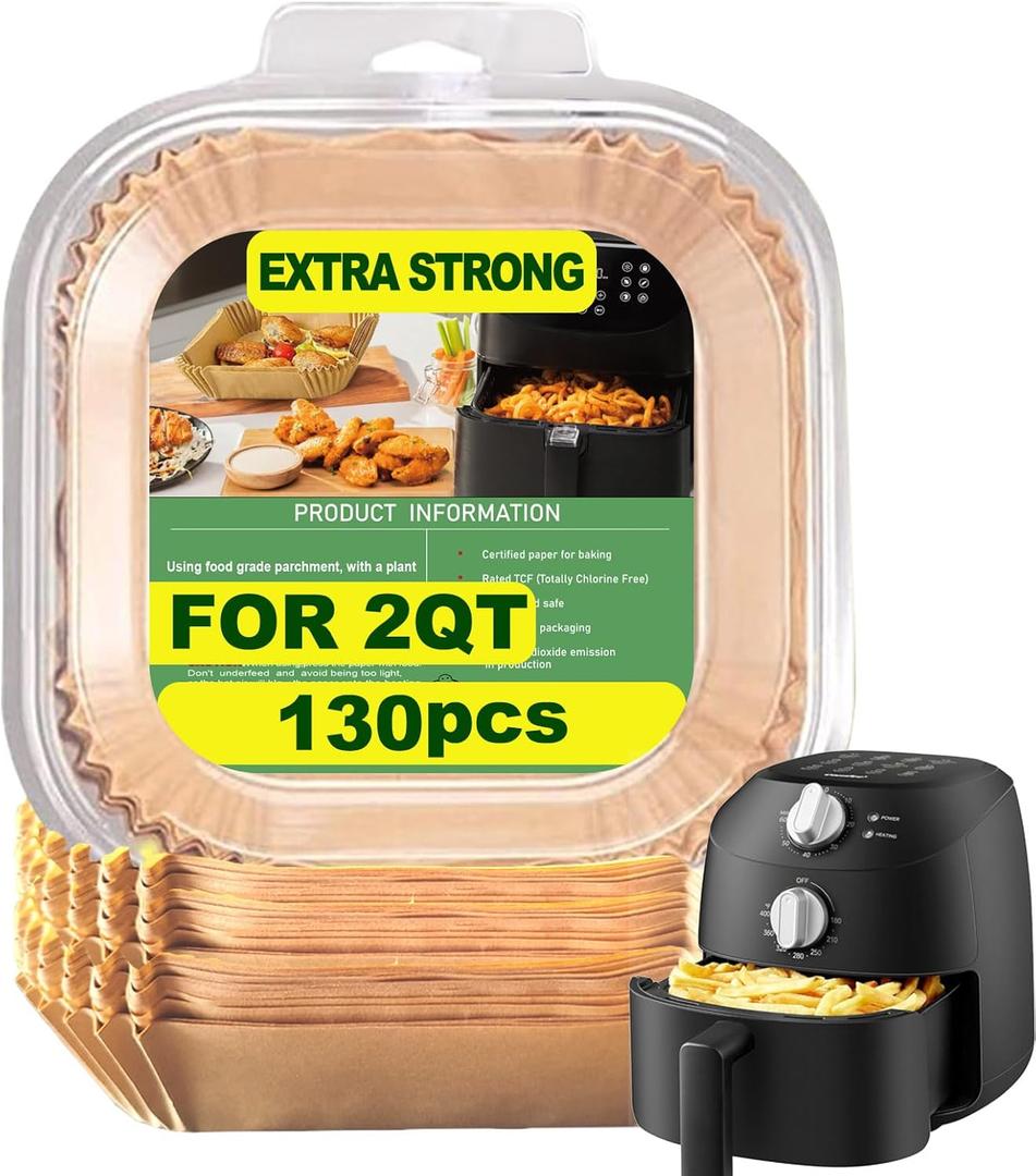 Air Fryer Paper Liners for Chefman 6 QT Compact, 200Pcs 6qt Air Fryer Liners, 8 quart Air Fryer Liners, Parchment Paper Liner for Chefman TurboFry 8Qt Stainless Steel