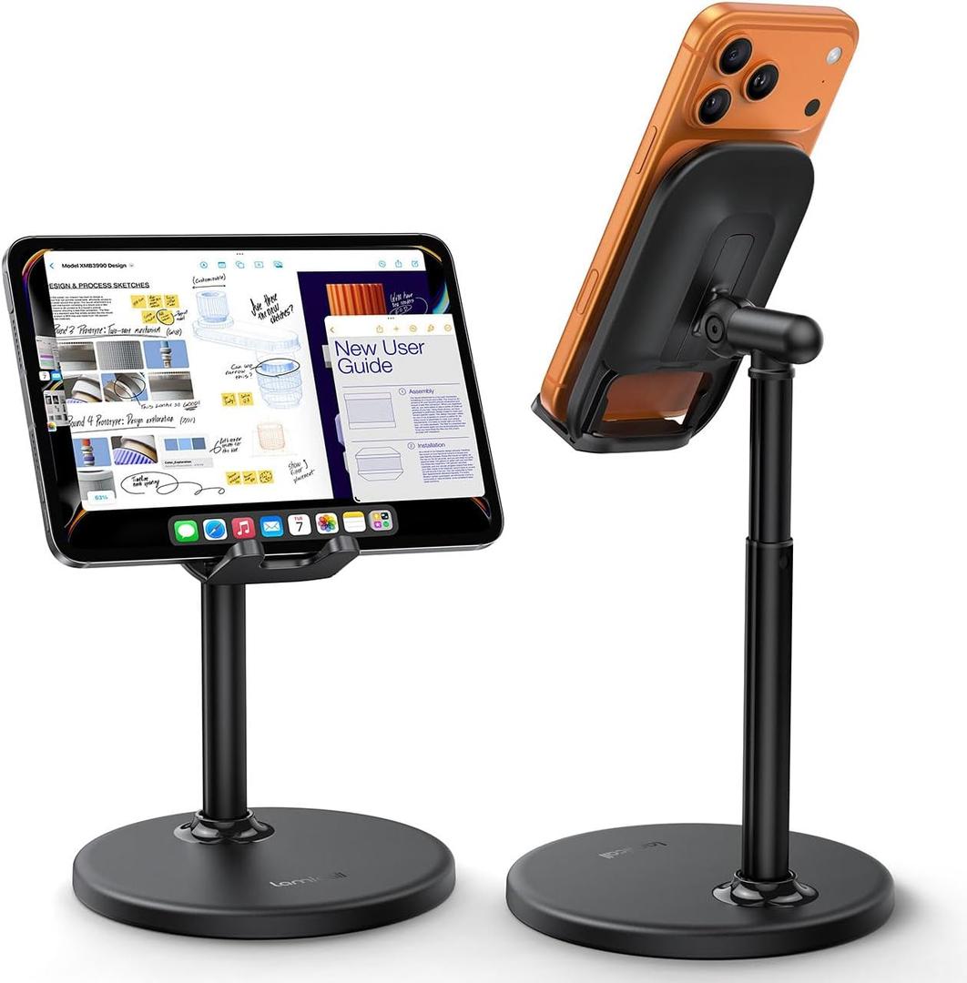 Lamicall Cell Phone Stand for Desk - [Height Angle] Adjustable Sturdy Desktop Phone Holder, Office Gifts for Mothers Day Accessories for iPhone 17 16 15 14 13 Pro Max, iPad Tablet Switch, 4-10"