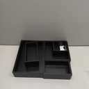 Black Bamboo Bathroom Drawer Organizer, Wooden Kitchen Utensil Holder Set of 5, Stackable Junk Drawer Organizer Tray, Multi-Use Storage Bins Boxs Dividers for Home, Office, Clothing, Makeup, Jewelry