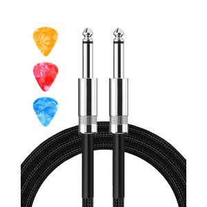 Aqdocvf Guitar Cable, Guitar Cord 10ft AMP Cord for Bass & Electric Guitars/Keyboard/Mandolin TS 1/4 Inch Instrument Cable, Pro Audio Straight Angle Black