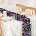 KHOYIME 9 Pack 72 FT Artificial Flower Garland, Fake Purple Roses Vines Silk Flowers Faux Plastic Outdoor Hanging Floral Ivy Garland Decoration for Wedding Arch Bedroom Home Wall Backdrop Room Decor, 9pcs