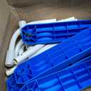 Threlaco 33 Inch Above Ground Pool Ladder 2 Step Steel Frame Swimming Pool Entry Exit Ladder Non Slip Metal Frame Steps, Weight Capacity 300lbs(White and Blue)