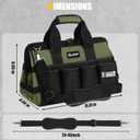 UUP Heavy Duty Tool Bag 15-Inch, 16-Pocket Portable Empty Tool Box Organizer, Big Storage Toolbox Organization, Soft Handle Large Zipper Carrying Toolbag, Father Day Gifts for Him Dad Men, Green