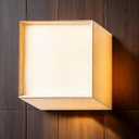 5-Inch Rustic Square Wall Sconce Japanese-Style Indoor Lamp with Fabric Shade, Art Light Fixture White Texile Wall Sconces Modern SMD LED Hardwired Hallway Cafe L