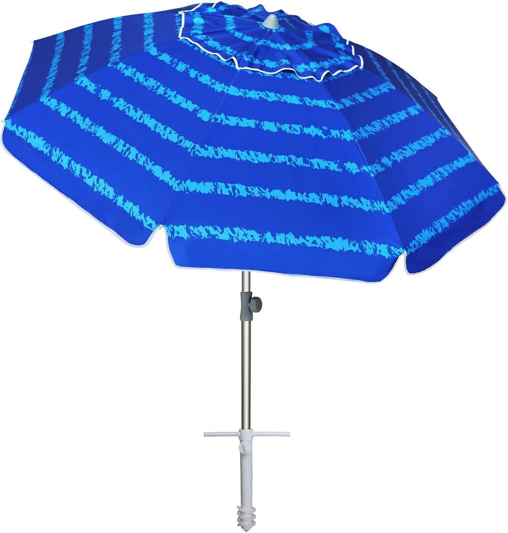 AMMSUN 7 Foot Heavy Duty HIGH Wind Beach Umbrella with sand anchor Vent Tilt Portable Sun Shelter, UV 50+ Sun Protection Outdoor Sunshade Umbrellas Carry Bag for Patio Garden Pool Backyard Multicolor
