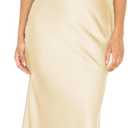 Summer Satin Halter Deep V Neck Backless Maxi Dresses for Women 2025 Silky Sleeveless Open Back Wedding Guest Long Dress, XS Yellow