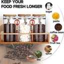 3 x Glass Coffee Storage Container with Bamboo Shelf, 3PCS 49oz Airtight Sealed Coffee Bean Jar with Clamp Lid & Measuring Spoon, Kitchen Pantry Canister Set for Ground Coffee Sugar Tea Flour