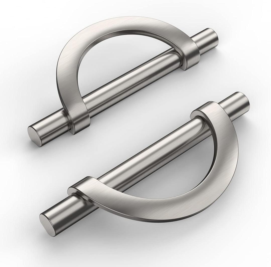 Amerdeco 10 Pack Brushed Satin Nickel Cabinet Pulls 3.75 Inch(96MM) Hole Centers Kitchen Cabinet Handles Hardware