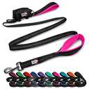 Black Rhino Heavy Duty Dog Leash for Medium and Large Dogs - 6 ft Long Double Handle Leash with Padded Traffic Control Handles and Bag for Comfort - Reflective, Durable, and Weather Resistant (Pink)