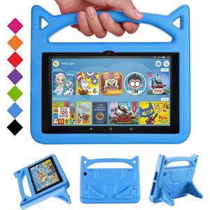 All-New Fire HD 8 & 8 Plus Tablet Case (12th/10th Generation, 2024/2022/2020), SHREBORN Multi-Gear Adjustable Stand Cover with Kickstand, Incompatible with Alcatel TCL- Blue