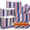 Havawish 100 Pcs 4th of July Hot Dog Food Trays 9.5 x 5 x 2.2 Inch Patriotic Disposable Large Paper Food Tray Red White Blue Pattern Independence Day Memorial Day Party Decoration (Classic)