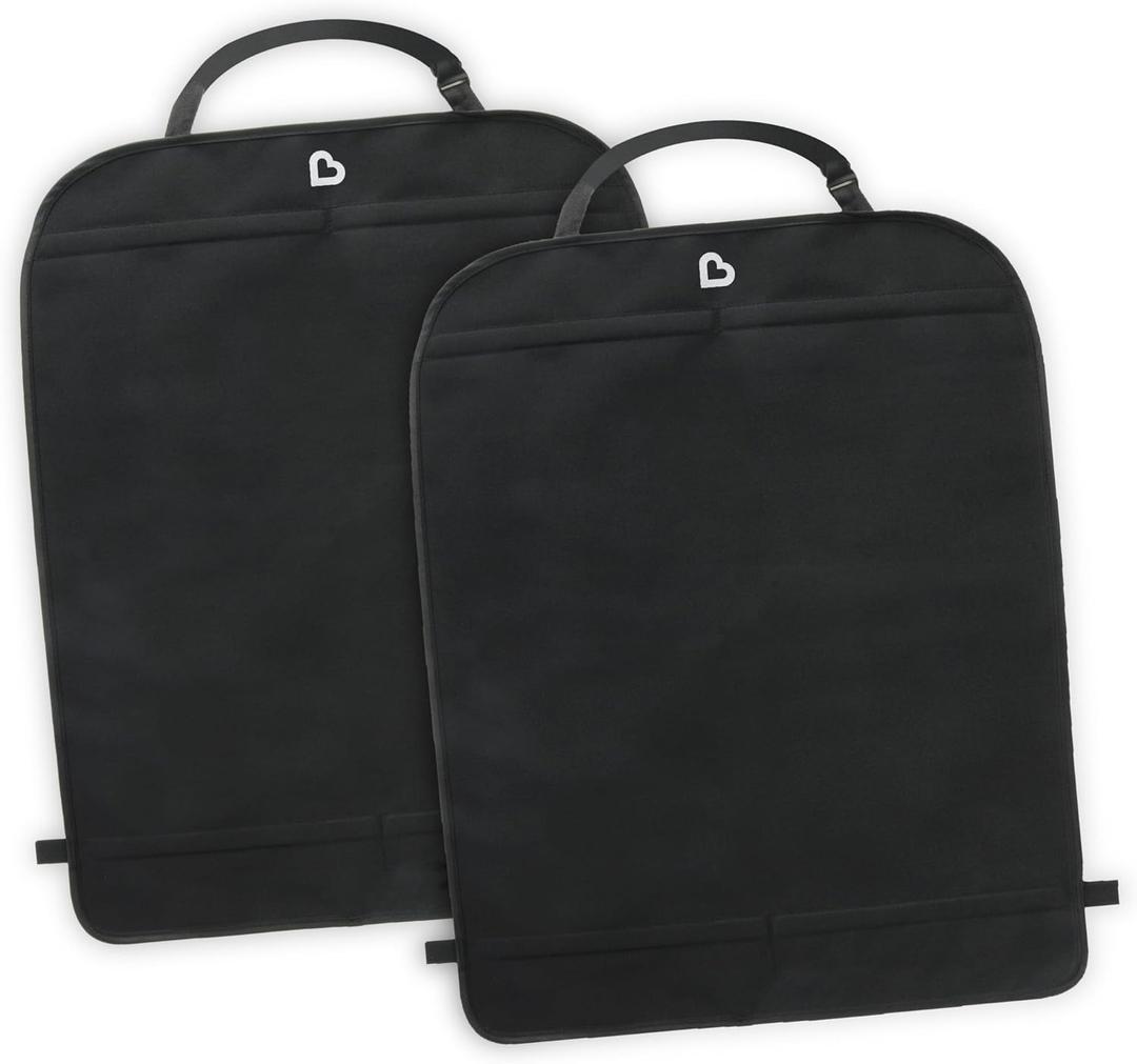 Munchkin Back Seat Cover for Kids, Deluxe Kick Mats Car Seat Protector, Black, 2 Pack