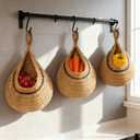 Hanging Storage Basket - 3 Pcs Hanging Fruit Baskets for Kitchen Boho Woven Wall Baskets for Restaurant Wall Home Organizing Fruits Vegetable Potato Kitchen Storage(Brown)