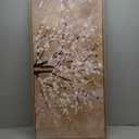 Framed Canvas Wall Art Plum Blossom Flowers Canvas Pictures for Living Room Bedroom Wall Decor Brown Abstract Floral Canvas Art Prints Artwork Home Office Wall Decorations Natural Wood Frame 20" x 40"