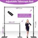 10x10 Pipe and Drape Stand Kit, Heavy Duty Backdrop Stand Adjustable, Sturdy Metal Back Drop Decoration Frame with Flat Base for Parties, Flower Wall, Wedding, Event,Trade Shows, Photo Shoot- Black, 10ftx10ft