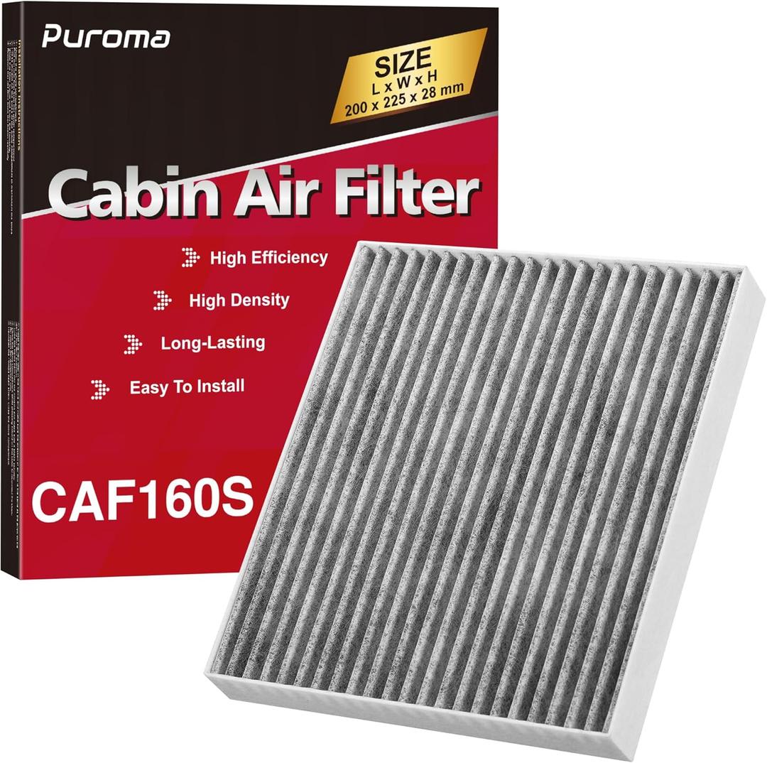 Puroma Cabin Air Filter with Activated Carbon, Compatible with CF12160, CAF1948P, Hyundai Kona 18-23, Tucson 16-21, Veloster 19-21, Venue 20-24, KIA Seltos 21-24, Soul 20-24, Sportage 17-22