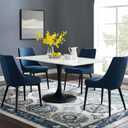 Modway Lippa 60" Rectangle Wood Dining Table, Black Base, White Top