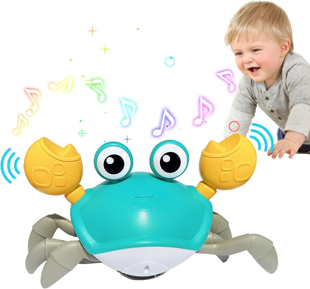 Baby Toys Crawling Crab - Infant Tummy Time Toys 3 4 5 6 7 8 9 10 11 12 Baby Toys 6-12 12-18 Months Light-up Musical Walking Sensory Induction Crabs Interactive Toddler 1st Boys Girls Birthday Gifts