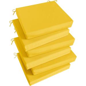 Basic Beyond Outdoor Chair Cushions Set of 6, Square Corner Outdoor Cushions for Patio Furniture, Water Resistant Patio Chair Cushions with 2 Ties, 18.5x16x3, Yellow Color