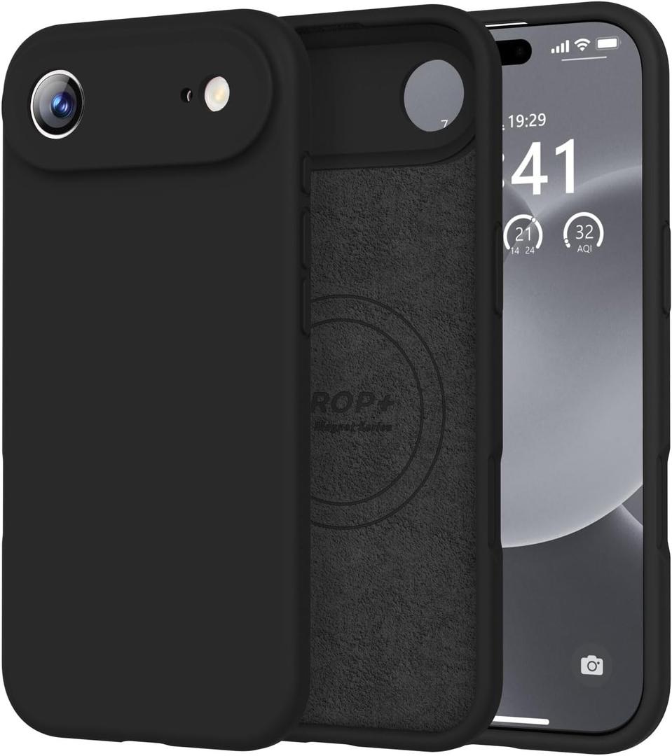 Vooii Magnetic for iPhone Air Case, Compatible with Magsafe (Premium Liquid Silicone) (Integrated Camera Control Button) Anti-Scratch Microfiber Lining for iPhone 17 Air 6.5 inch, Black