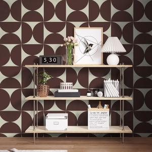 Dimoon 78.7"x17.3"Peel and Stick Wallpaper Geometric Contact Paper Vintage Dark Red Beige Wall Paper Removable Square Waterproof Self Adhesive Wall Covering for Bedroom Shelf Liner Decal Vinyl Roll