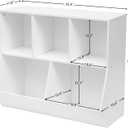 HOOBRO Kids Bookshelf, Bookcase Footboard, Toy Storage Cubby, Children's Toy Shelf, 35.4" L Storage Cabinet, Fit for Children's Room, Playroom, Hallway, Kindergarten, White WT32CW01, 35.4"L x 11.8"W x 29.5"H