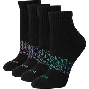 Hanes womens Cushioned Ankle Socks, Absolute Active Ankle Socks for Women, Seamless Toe, 4-prs (5-9, Black)