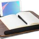 Portable Laptop Desk Fits Up to 16 Laptops, with Tablet Slot, Built-in Cushion, Great for Home & Office,Lap Desk with Cushion (Brown with Wrist Rest, Medium)