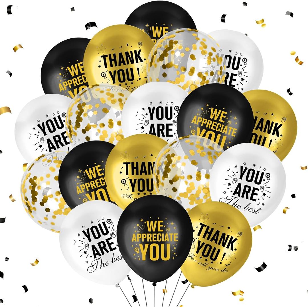 Thank You Balloons We Appreciate You Decorations Black and Gold Employee Appreciation Balloons Decorations Employee Staff Appreciation Gifts Thank You for All You Do Decor for Staff Teacher Nurse