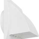 4'' Inch Exhaust Hood Vent with Rain Cover and Flap, White, Indoor and Outdoor Air Vent Cover, HVAC Exhaust Vent Duct Cover, 6'' x 6'' Inch Exhaust Cap (4'' Inch, White)
