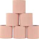 LAMPWELL KETTE Clip-on Chandelier Fabric Lamp Shades,Set of 6,Small Drum,5.4"5.4"H5.2",TC fabric,Handmade,Modern Trendy Decorative,ONLY FOR CANDLE BULB,Pink