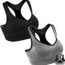Double Couple Women Racerback Sports Bras for Women High Impact Workout Yoga Gym Fitness Bra, M