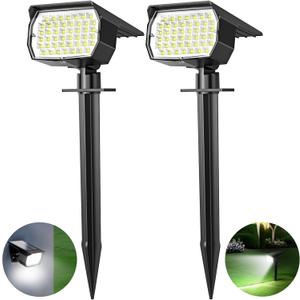 Tadyreal Solar Spot Lights Outdoor 2 Pack, [46 LED/3 Modes] Solar Landscape Spotlights Waterproof, 2-in-1 Auto On/Off Solar Powered Lights for Outside Yard Garden Wall Pathway(Cool White)