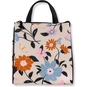 Kate Spade New York Portable Soft Cooler Lunch Bag, Thermal Tote with Insulated Interior Lining and Storage Pocket, Lunch Tote for Women, Floral Garden (One Size)