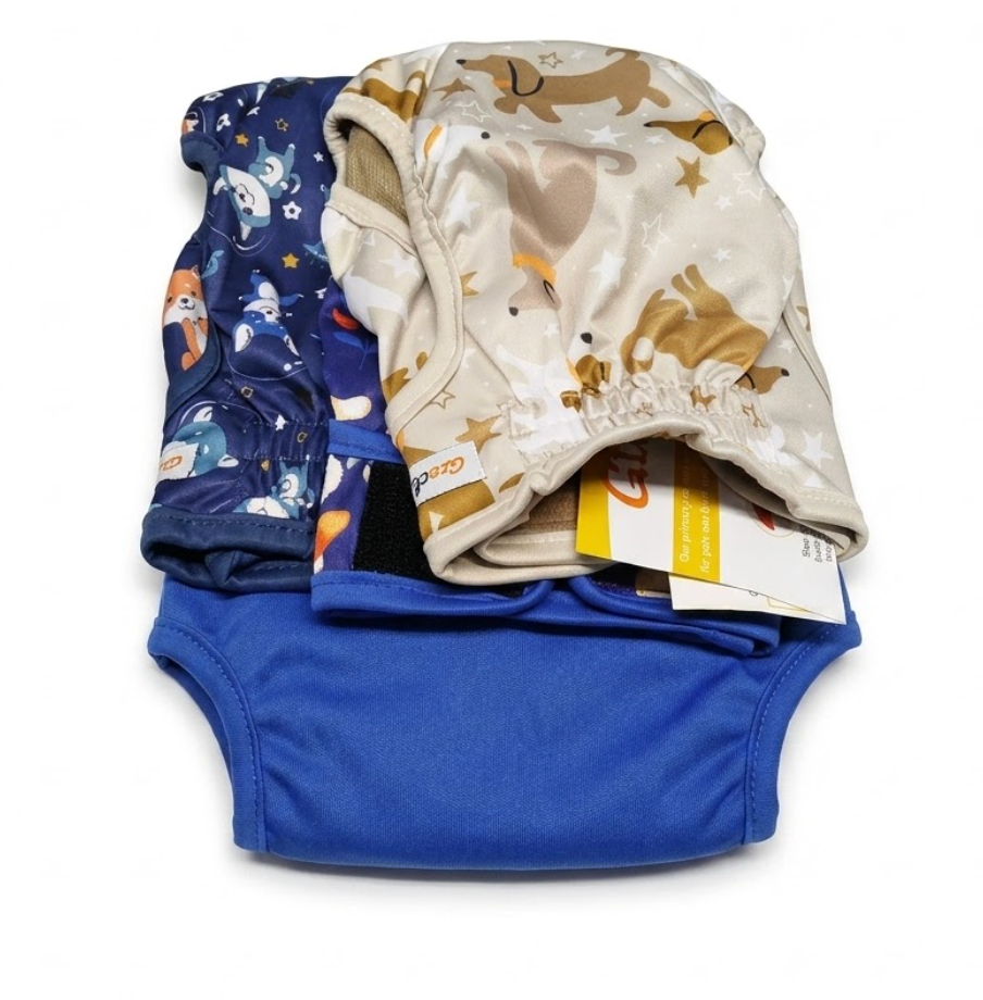 Female Dog Diapers 3Pcs - Premium Reusable Diapers for Doggie in Heat - Highly Absorbent Dog Diapers Female for Pet Incontinence with Adjustable Snaps, S