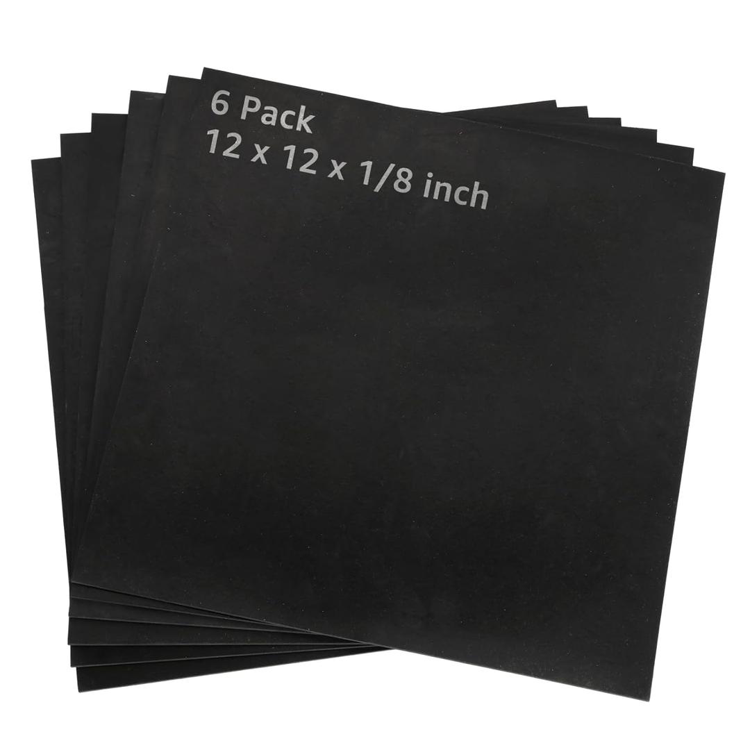 CYEAH 6 Pcs Silicone Rubber Sheet, 12 x 12 Inch Solid Silicone Rubber Pad Heat Resistant, 1/8 Inch Thick Neoprene Rubber for DIY Gaskets, Pads, Crafts, Flooring, Cushioning of Anti-Vibration