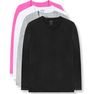 Brix Girls' Long Sleeve Tees - 100% Cotton Tagless 4 -Pack Crew Neck Super Soft Cotton T Shirts., 9-10Y
