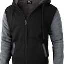 ZITY Men's Zip Up Hoodie Heavyweight Winter Sweatshirt Fleece Sherpa Lined Warm Jacket (3X-Large, Black Gray)