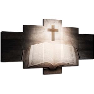 Christian Wall Art Bible Wall Decor Jesus Christ Picture Bible Verse Canvas Print Holy Cross Painting Religious Poster Framed Home Living Room Bedroom Church Decoration 5 Panel(60''Wx32''H) (60Lx 32W-06) Christian Wall Art Bible Wall Decor Jesus Christ Picture Bible Verse Canvas Print Holy Cross Painting Religious Poster Framed Home Living Room Bedroom Church Decoration 5 Panel(60''Wx32''H) (60Lx 32W-06)