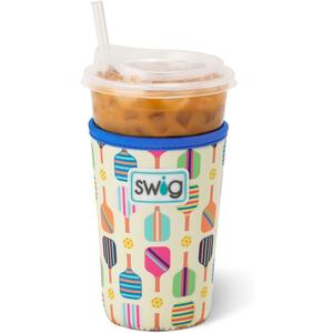 Swig Life Medium Iced Cup Coolie, Standard 22oz Iced Coffee Cup Insulator Sleeve with Handle, Neoprene Insulated Coolie Keeps Drinks Cold (Pickleball)