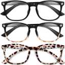Gaoye Stylish Blue Light Glasses for Woman - Computer Glasses for Blue Light Blocking - Lightweight Frames - 3 pack (A5-matte Black+leopard+black Tortoise)
